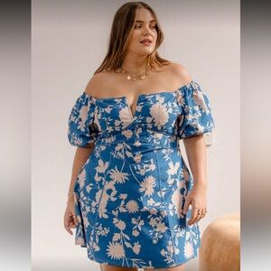Plus Size Printed Off Shoulder Dress